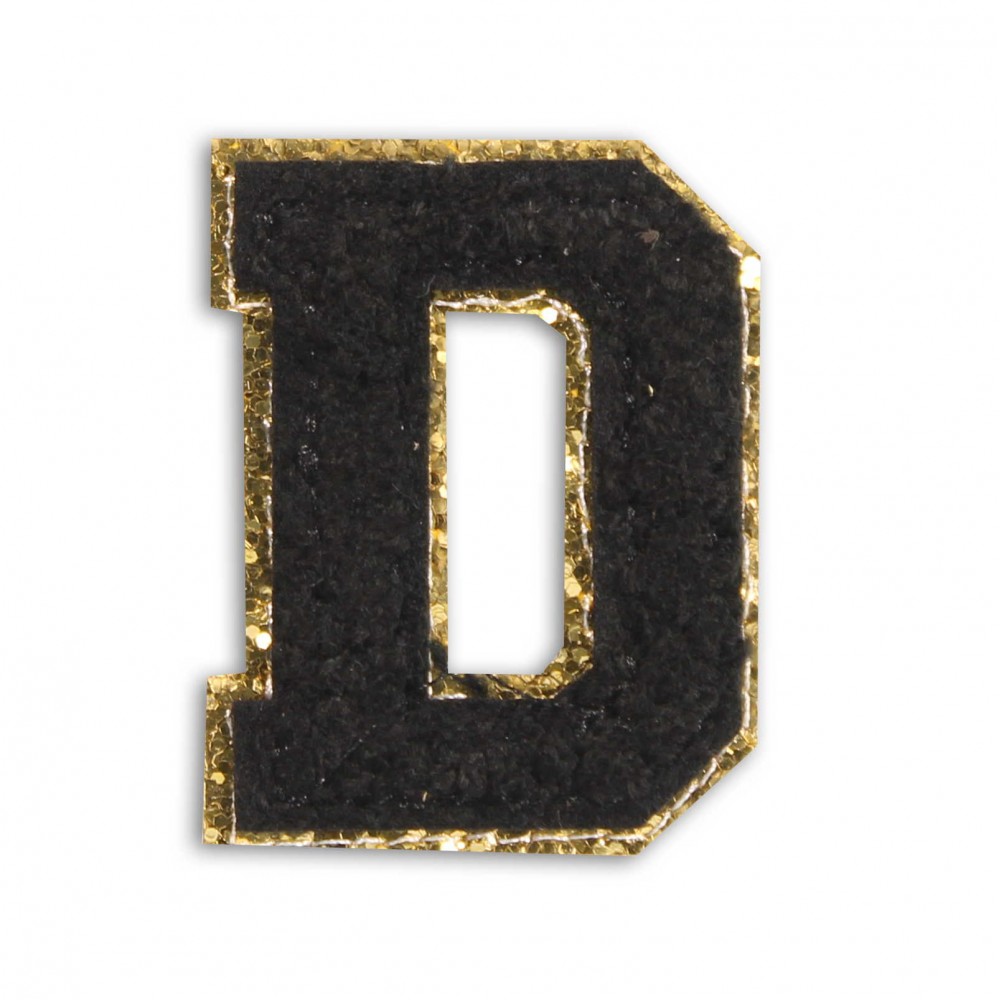 Autocollant sticker pour téléphone/tablette/ordinateur brodé en 3D noir - Lettre D