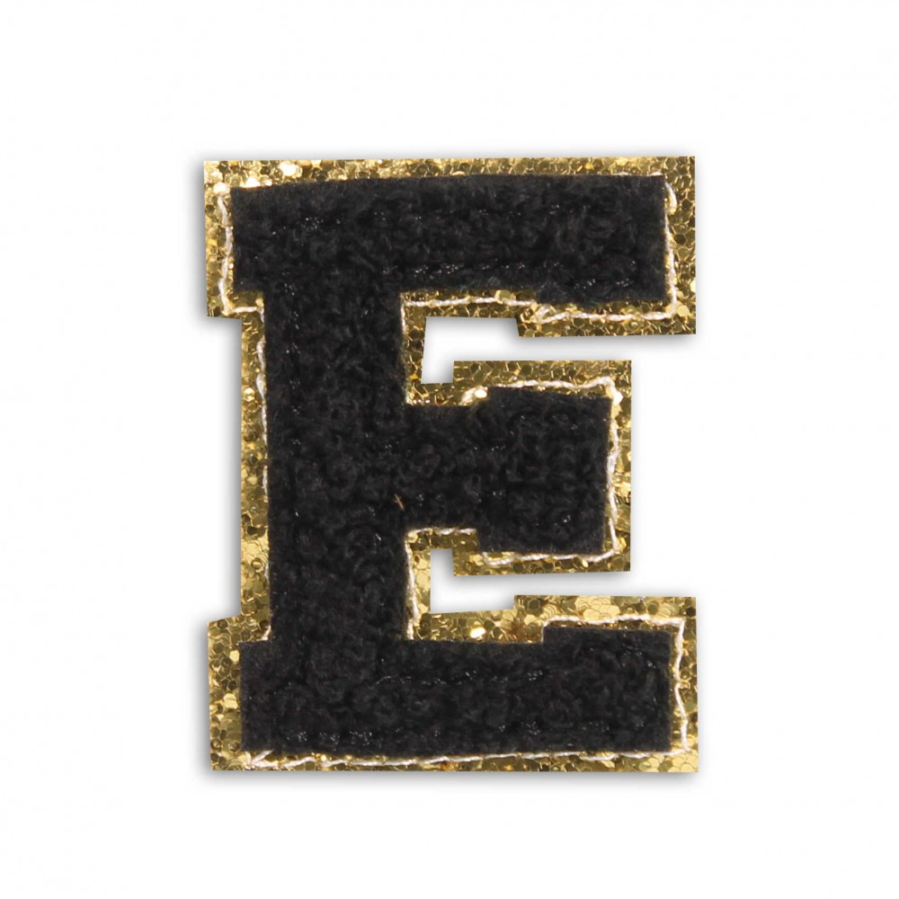 Autocollant sticker pour téléphone/tablette/ordinateur brodé en 3D noir - Lettre E