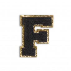 Autocollant sticker pour téléphone/tablette/ordinateur brodé en 3D noir - Lettre F