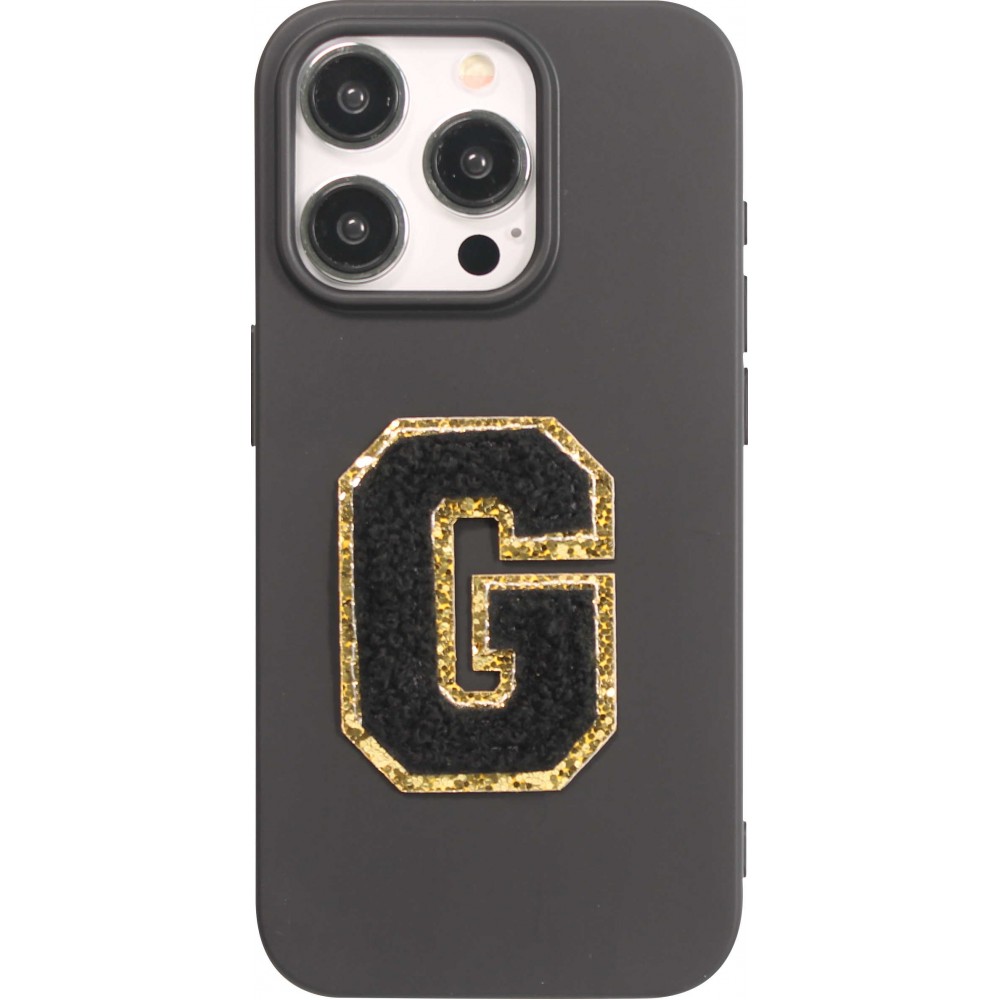 Autocollant sticker pour téléphone/tablette/ordinateur brodé en 3D noir - Lettre G