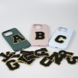 Autocollant sticker pour téléphone/tablette/ordinateur brodé en 3D noir - Lettre G