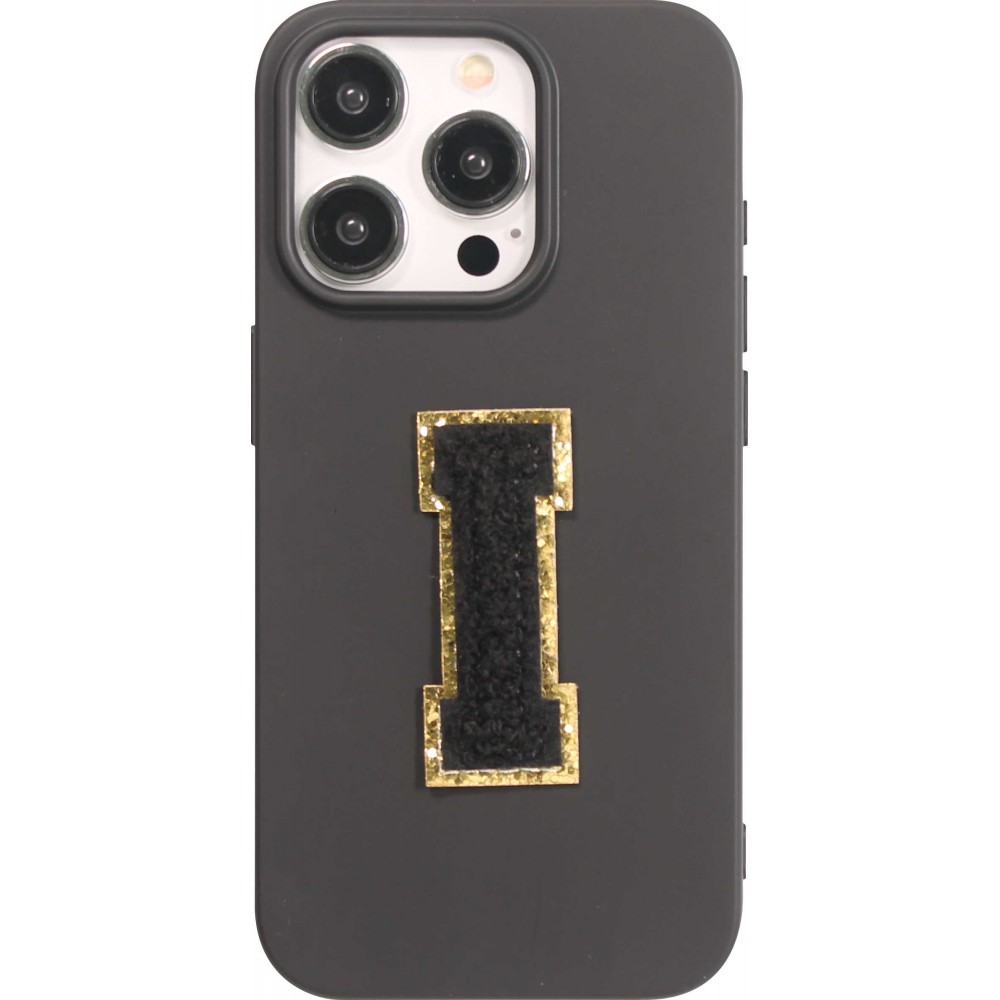 Autocollant sticker pour téléphone/tablette/ordinateur brodé en 3D noir - Lettre I