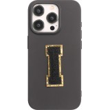 Autocollant sticker pour téléphone/tablette/ordinateur brodé en 3D noir - Lettre I