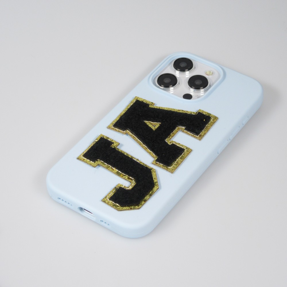 Autocollant sticker pour téléphone/tablette/ordinateur brodé en 3D noir - Lettre J