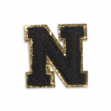 Autocollant sticker pour téléphone/tablette/ordinateur brodé en 3D noir - Lettre N