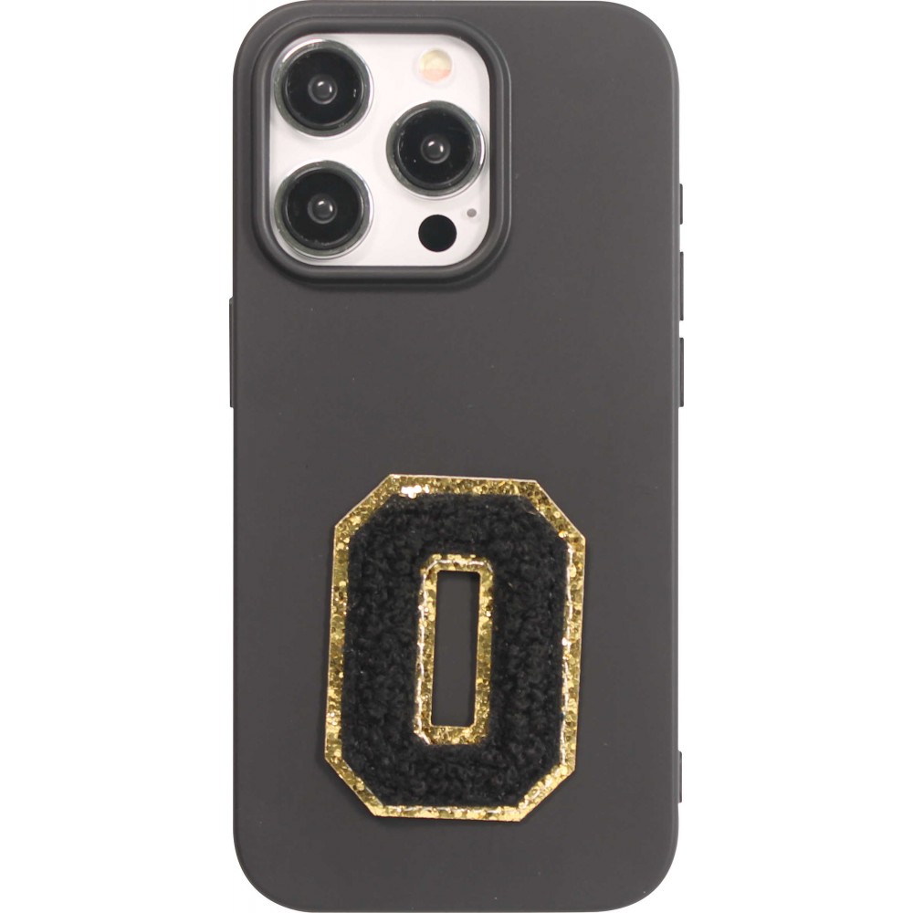Autocollant sticker pour téléphone/tablette/ordinateur brodé en 3D noir - Lettre O