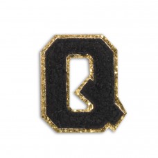 Autocollant sticker pour téléphone/tablette/ordinateur brodé en 3D noir - Lettre Q