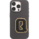 Autocollant sticker pour téléphone/tablette/ordinateur brodé en 3D noir - Lettre Q