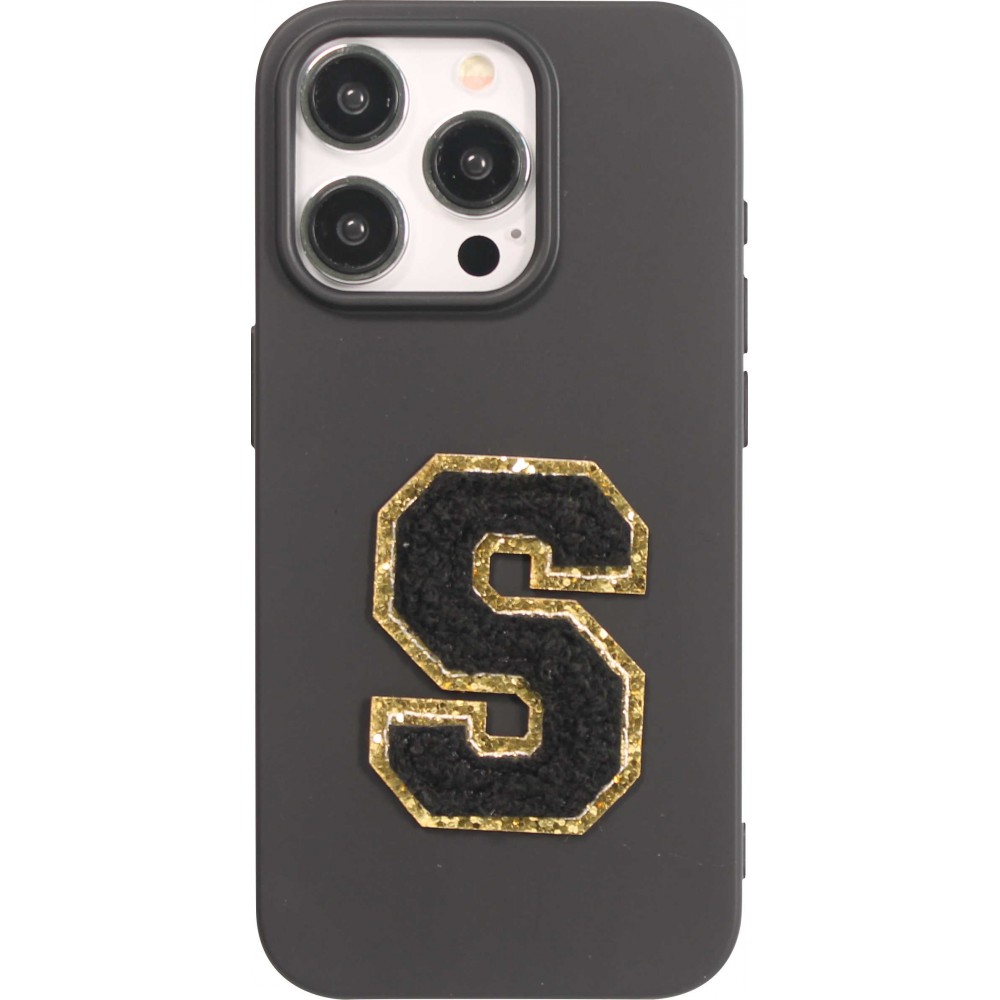 Autocollant sticker pour téléphone/tablette/ordinateur brodé en 3D noir - Lettre S