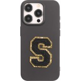 Autocollant sticker pour téléphone/tablette/ordinateur brodé en 3D noir - Lettre S