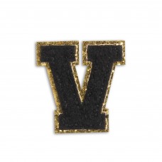 Autocollant sticker pour téléphone/tablette/ordinateur brodé en 3D noir - Lettre V