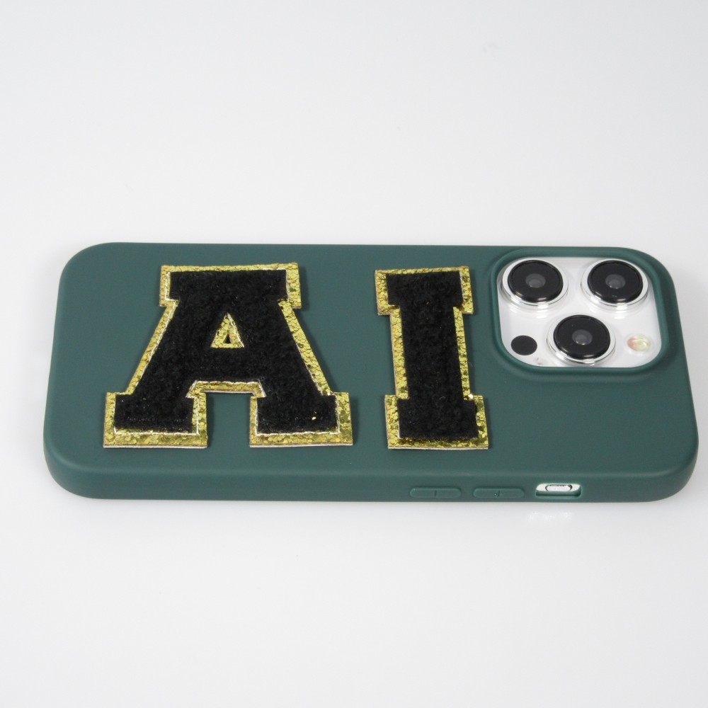 Autocollant sticker pour téléphone/tablette/ordinateur brodé en 3D noir - Lettre V