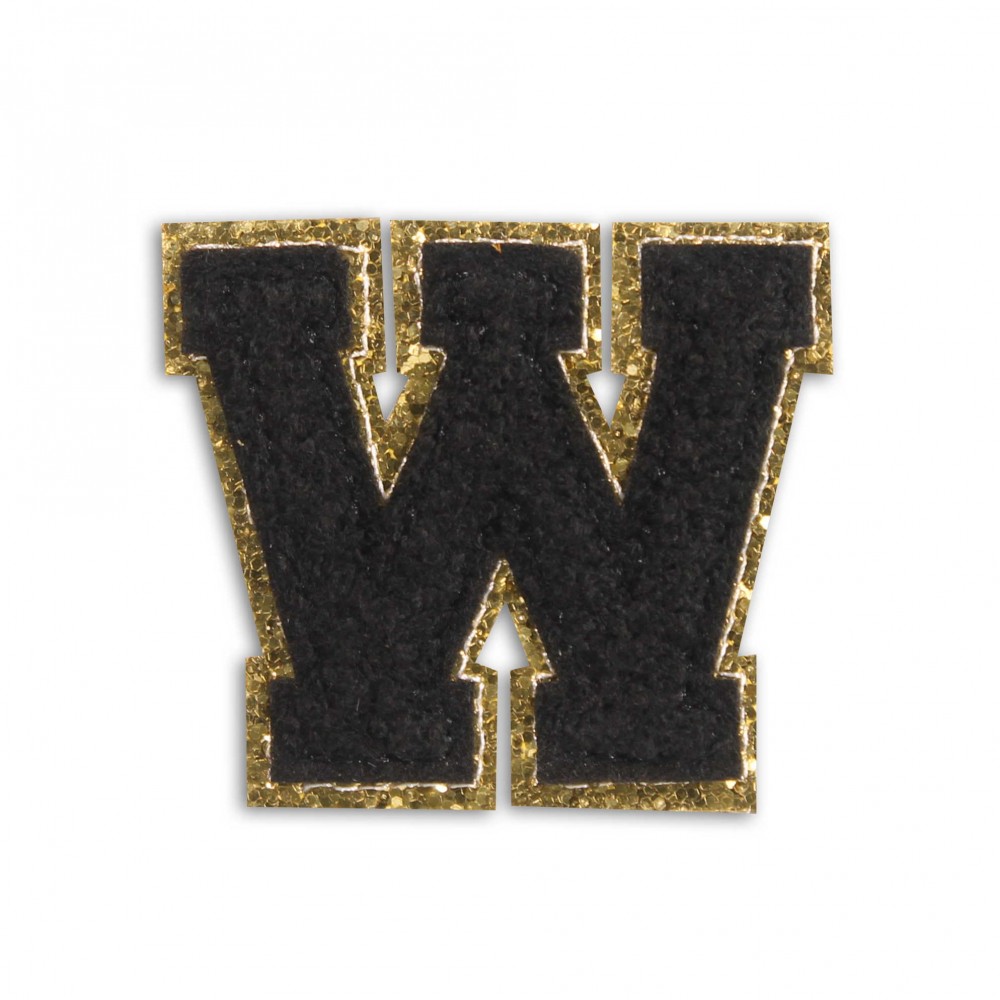 Autocollant sticker pour téléphone/tablette/ordinateur brodé en 3D noir - Lettre W