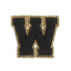 Autocollant sticker pour téléphone/tablette/ordinateur brodé en 3D noir - Lettre W