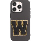 Autocollant sticker pour téléphone/tablette/ordinateur brodé en 3D noir - Lettre W