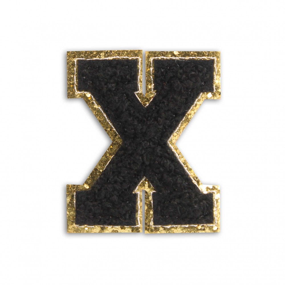 Autocollant sticker pour téléphone/tablette/ordinateur brodé en 3D noir - Lettre X