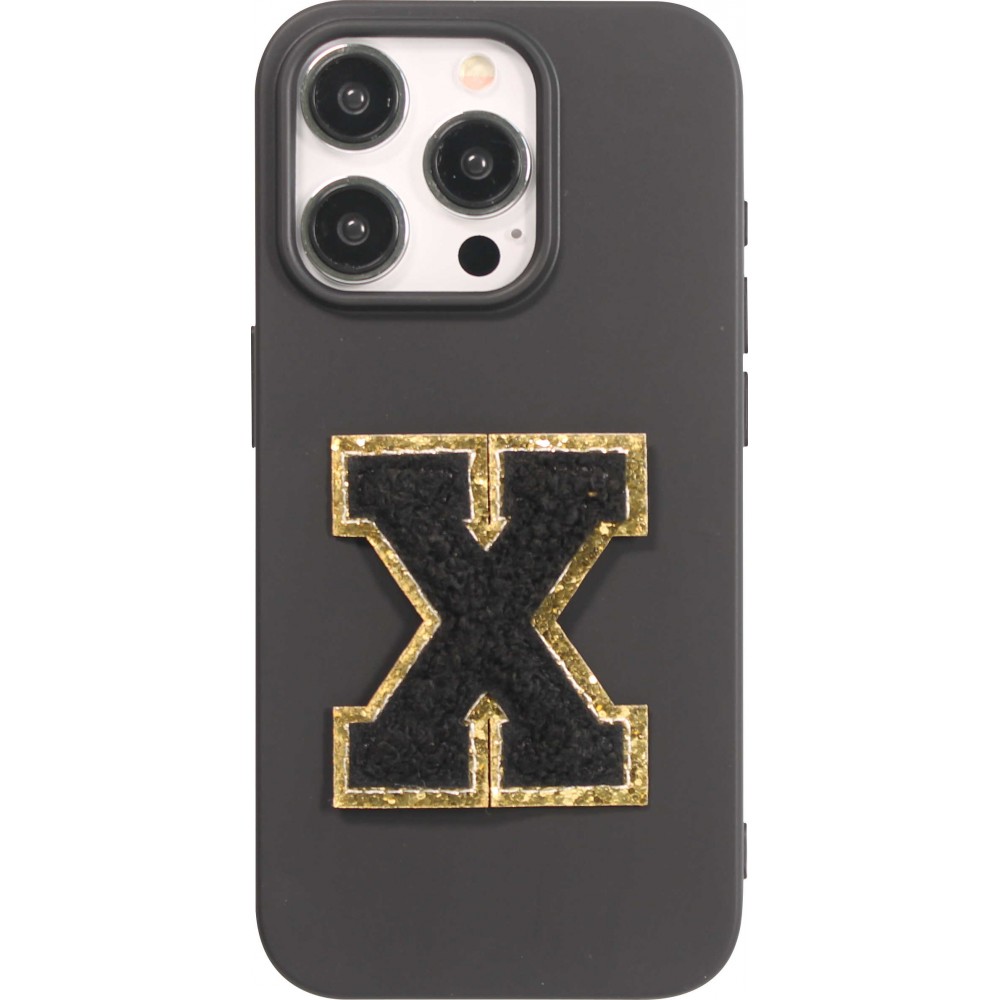 Autocollant sticker pour téléphone/tablette/ordinateur brodé en 3D noir - Lettre X