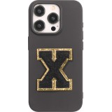 Autocollant sticker pour téléphone/tablette/ordinateur brodé en 3D noir - Lettre X