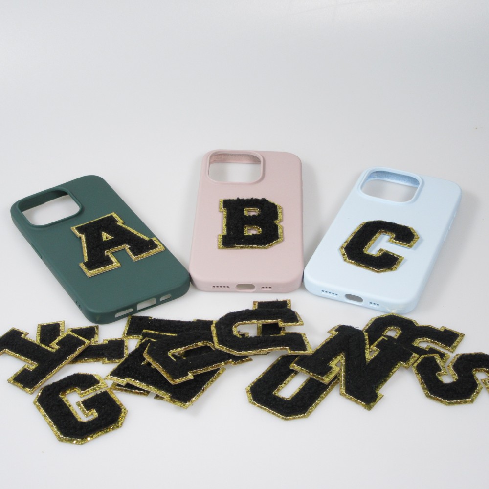 Autocollant sticker pour téléphone/tablette/ordinateur brodé en 3D noir - Lettre X