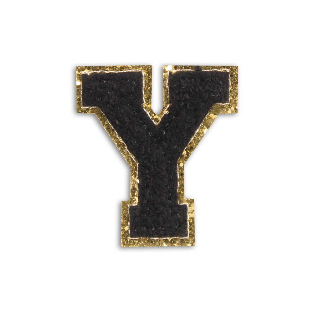 Autocollant sticker pour téléphone/tablette/ordinateur brodé en 3D noir - Lettre Y