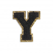 Autocollant sticker pour téléphone/tablette/ordinateur brodé en 3D noir - Lettre Y
