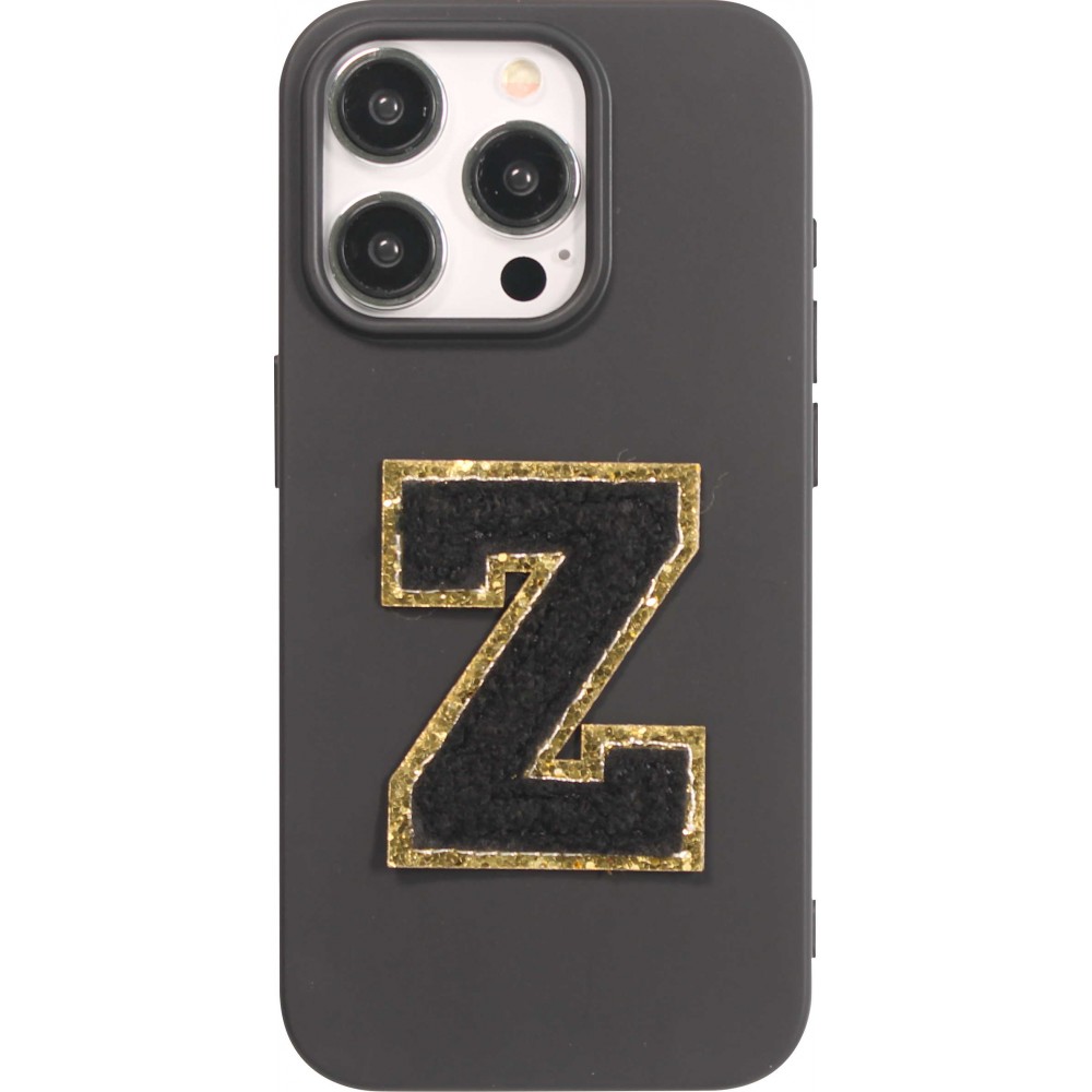 Autocollant sticker pour téléphone/tablette/ordinateur brodé en 3D noir - Lettre Z