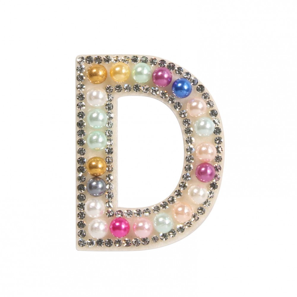 Autocollant sticker pour téléphone/tablette/ordinateur brodé en 3D pearls Rainbow - Lettre D