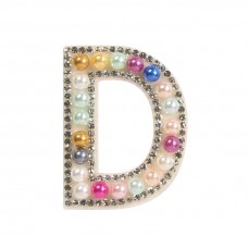 Autocollant sticker pour téléphone/tablette/ordinateur brodé en 3D pearls Rainbow - Lettre D
