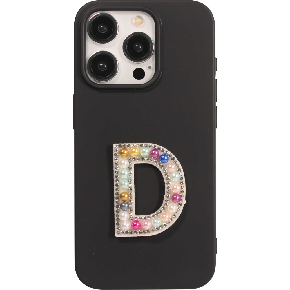 Autocollant sticker pour téléphone/tablette/ordinateur brodé en 3D pearls Rainbow - Lettre D