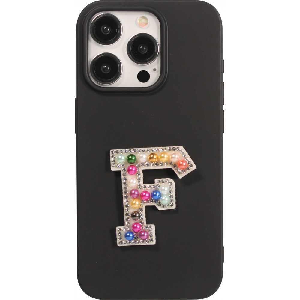 Autocollant sticker pour téléphone/tablette/ordinateur brodé en 3D pearls Rainbow - Lettre F