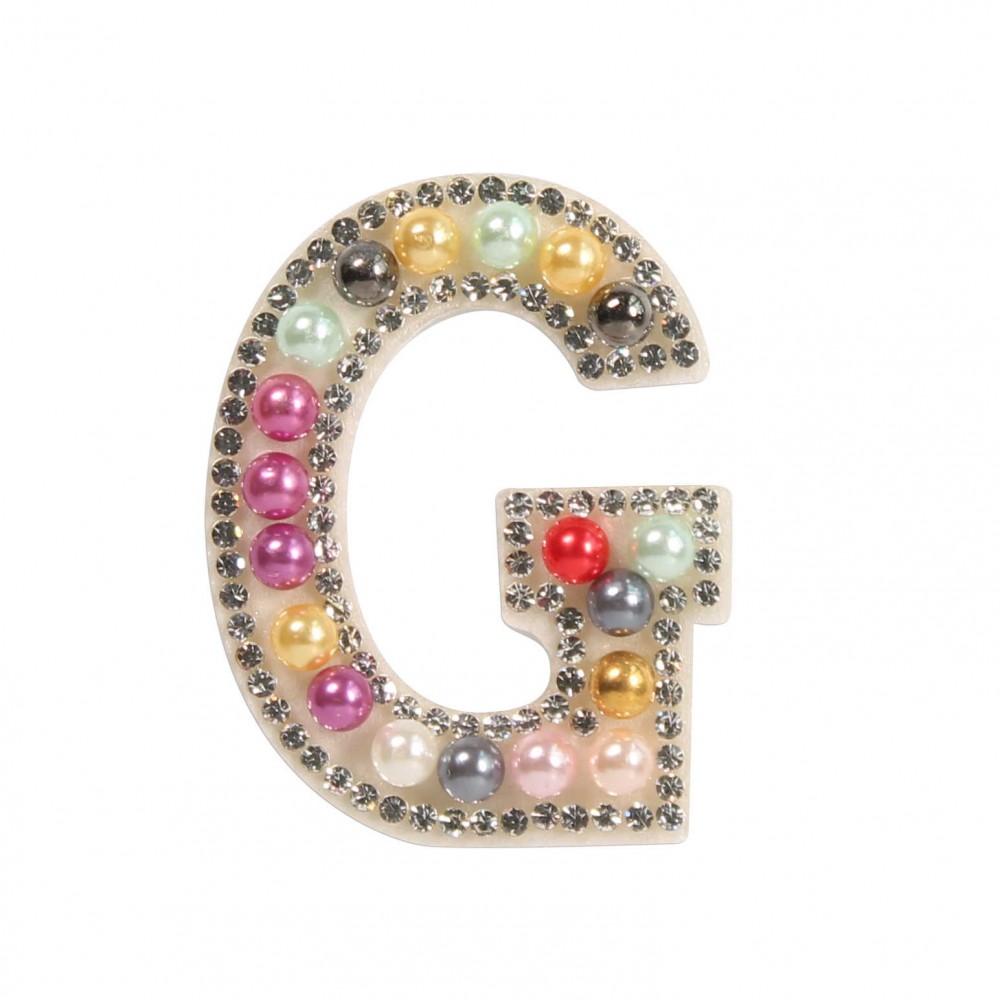 Autocollant sticker pour téléphone/tablette/ordinateur brodé en 3D pearls Rainbow - Lettre G