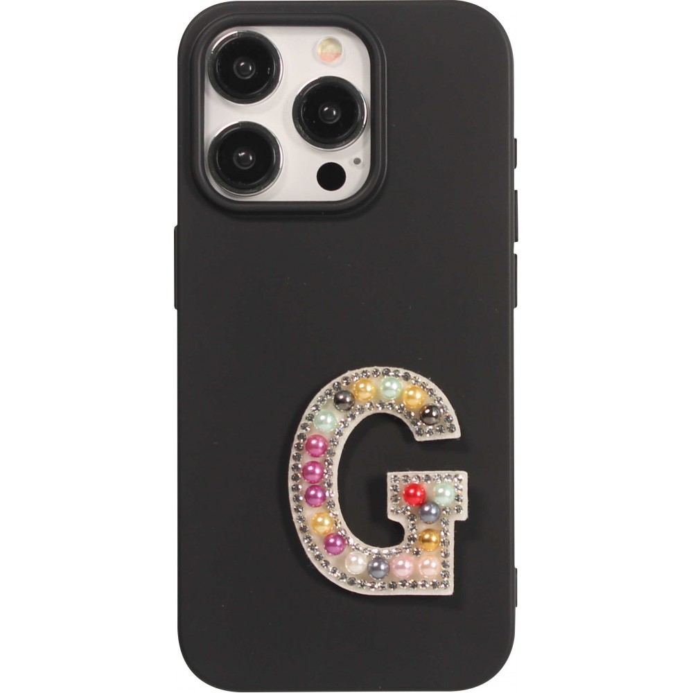 Autocollant sticker pour téléphone/tablette/ordinateur brodé en 3D pearls Rainbow - Lettre G