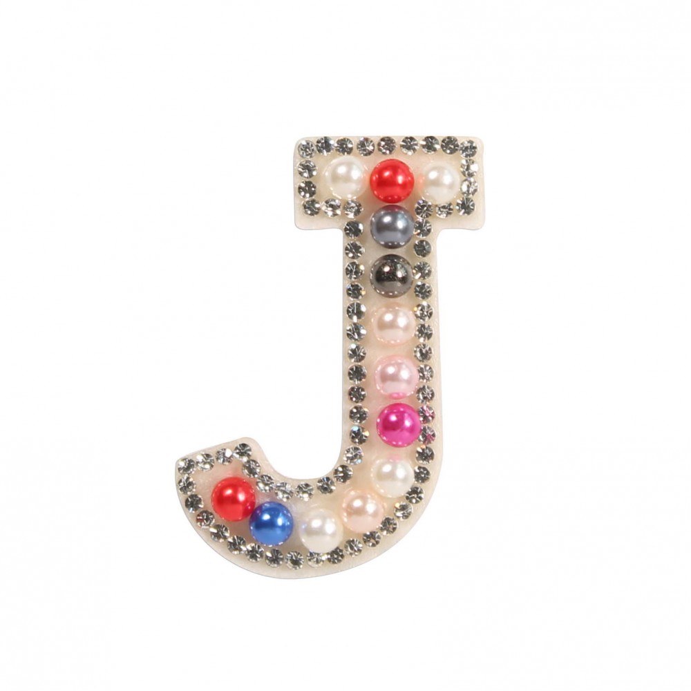 Autocollant sticker pour téléphone/tablette/ordinateur brodé en 3D pearls Rainbow - Lettre J