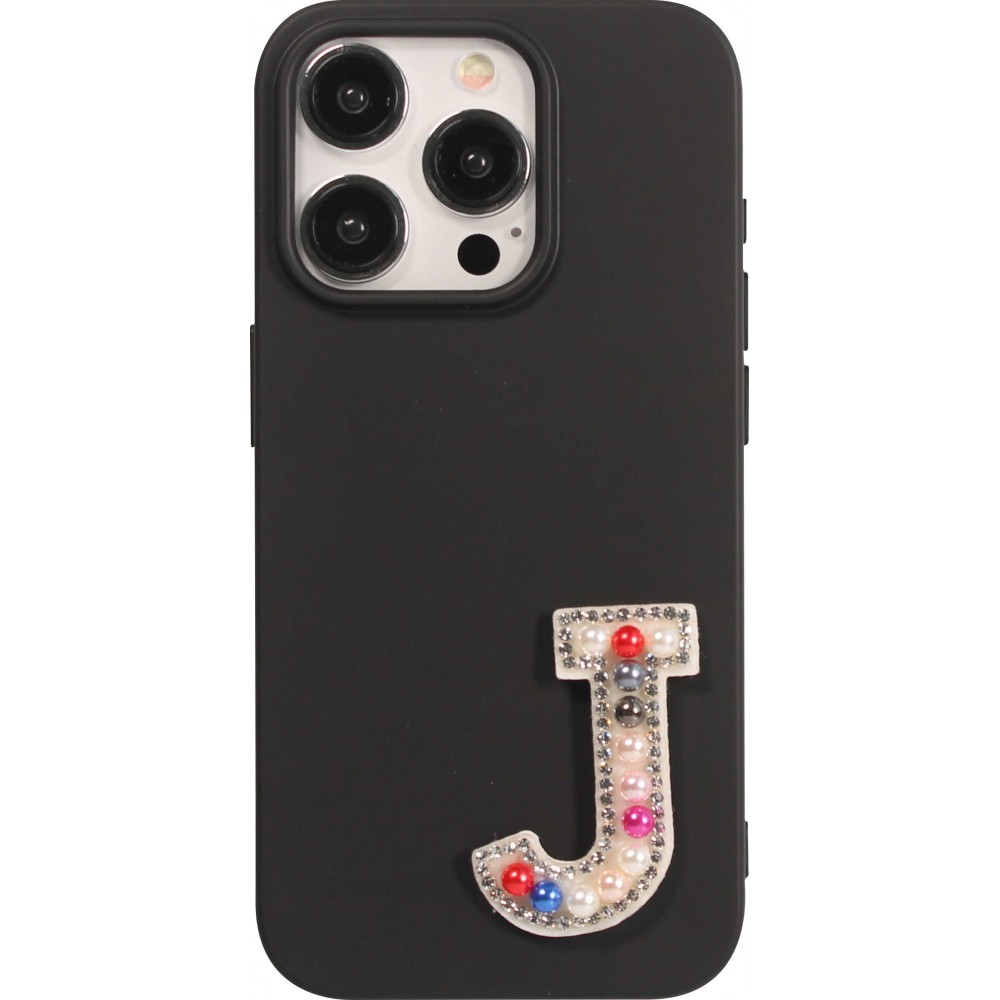 Autocollant sticker pour téléphone/tablette/ordinateur brodé en 3D pearls Rainbow - Lettre J