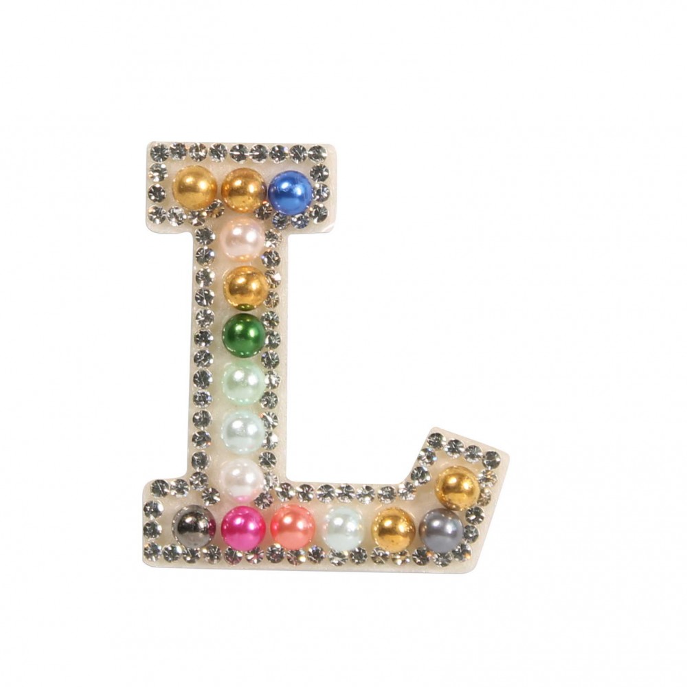 Autocollant sticker pour téléphone/tablette/ordinateur brodé en 3D pearls Rainbow - Lettre L
