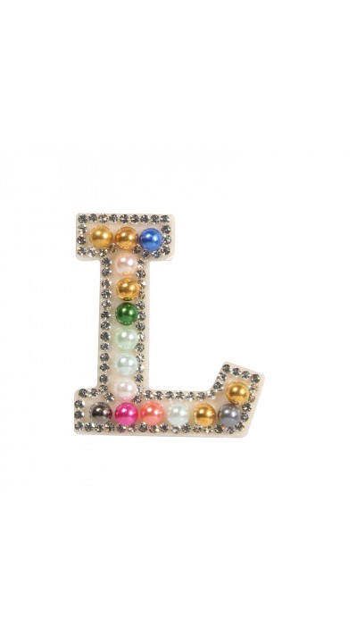 Autocollant sticker pour téléphone/tablette/ordinateur brodé en 3D pearls Rainbow - Lettre L