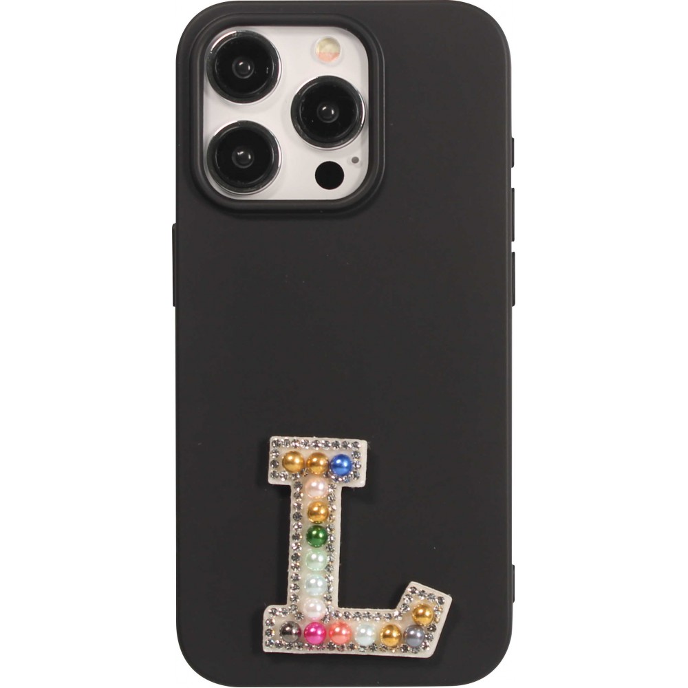 Autocollant sticker pour téléphone/tablette/ordinateur brodé en 3D pearls Rainbow - Lettre L