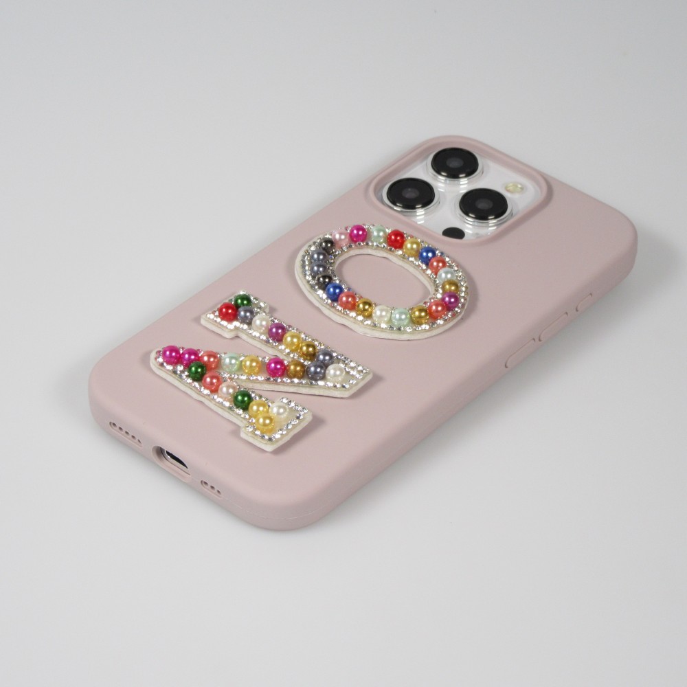 Autocollant sticker pour téléphone/tablette/ordinateur brodé en 3D pearls Rainbow - Lettre L