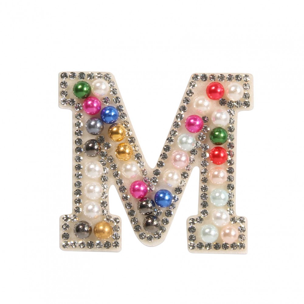 Autocollant sticker pour téléphone/tablette/ordinateur brodé en 3D pearls Rainbow - Lettre M