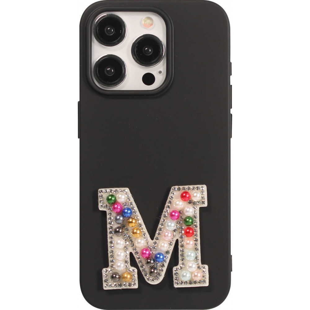 Autocollant sticker pour téléphone/tablette/ordinateur brodé en 3D pearls Rainbow - Lettre M