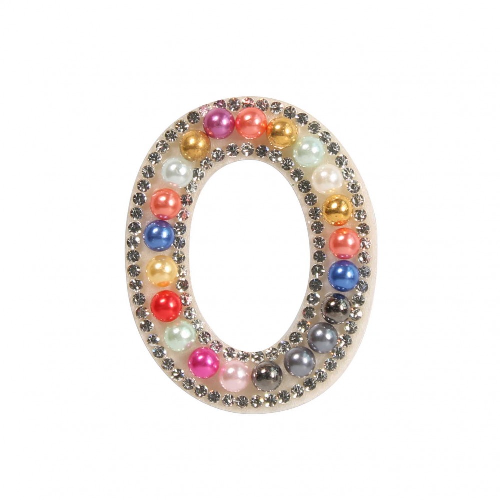 Autocollant sticker pour téléphone/tablette/ordinateur brodé en 3D pearls Rainbow - Lettre O