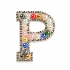 Autocollant sticker pour téléphone/tablette/ordinateur brodé en 3D pearls Rainbow - Lettre P