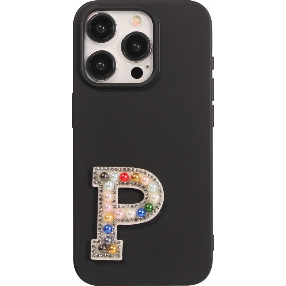 Autocollant sticker pour téléphone/tablette/ordinateur brodé en 3D pearls Rainbow - Lettre P