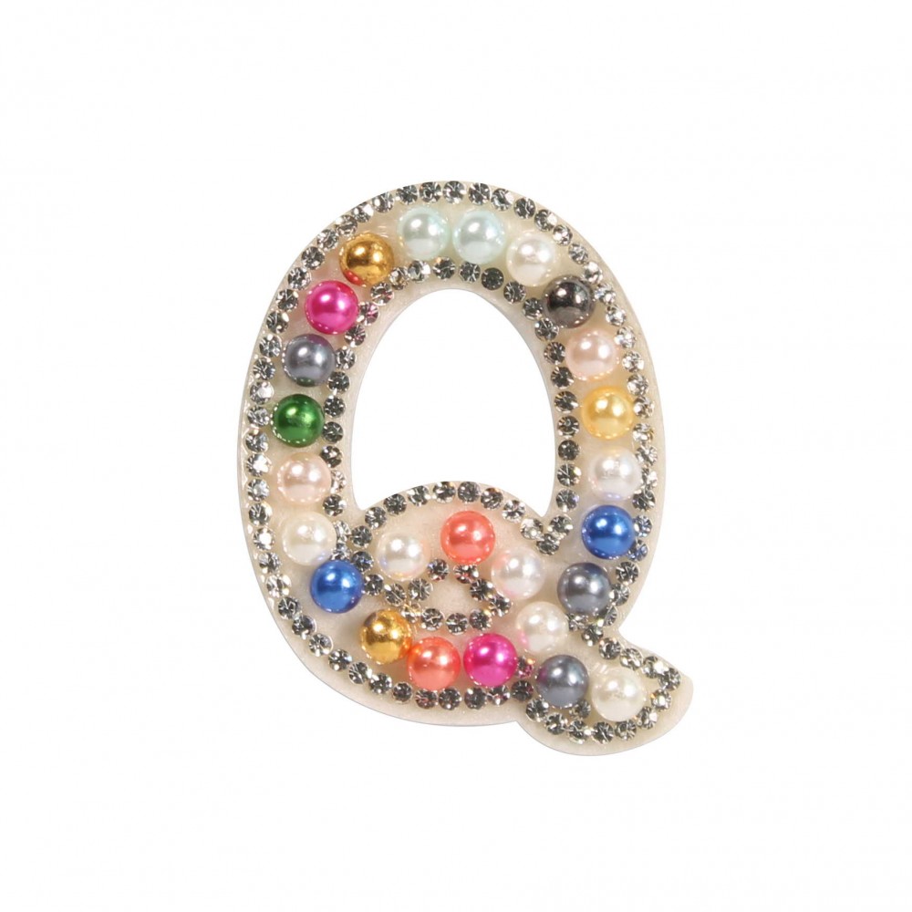 Autocollant sticker pour téléphone/tablette/ordinateur brodé en 3D pearls Rainbow - Lettre Q
