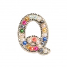 Autocollant sticker pour téléphone/tablette/ordinateur brodé en 3D pearls Rainbow - Lettre Q