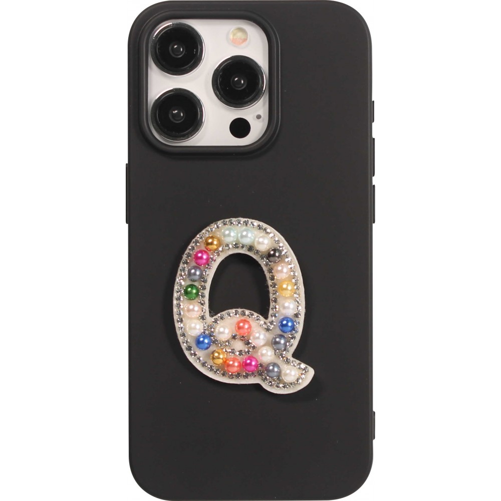 Autocollant sticker pour téléphone/tablette/ordinateur brodé en 3D pearls Rainbow - Lettre Q
