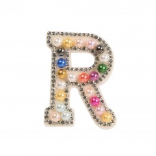 Autocollant sticker pour téléphone/tablette/ordinateur brodé en 3D pearls Rainbow - Lettre R