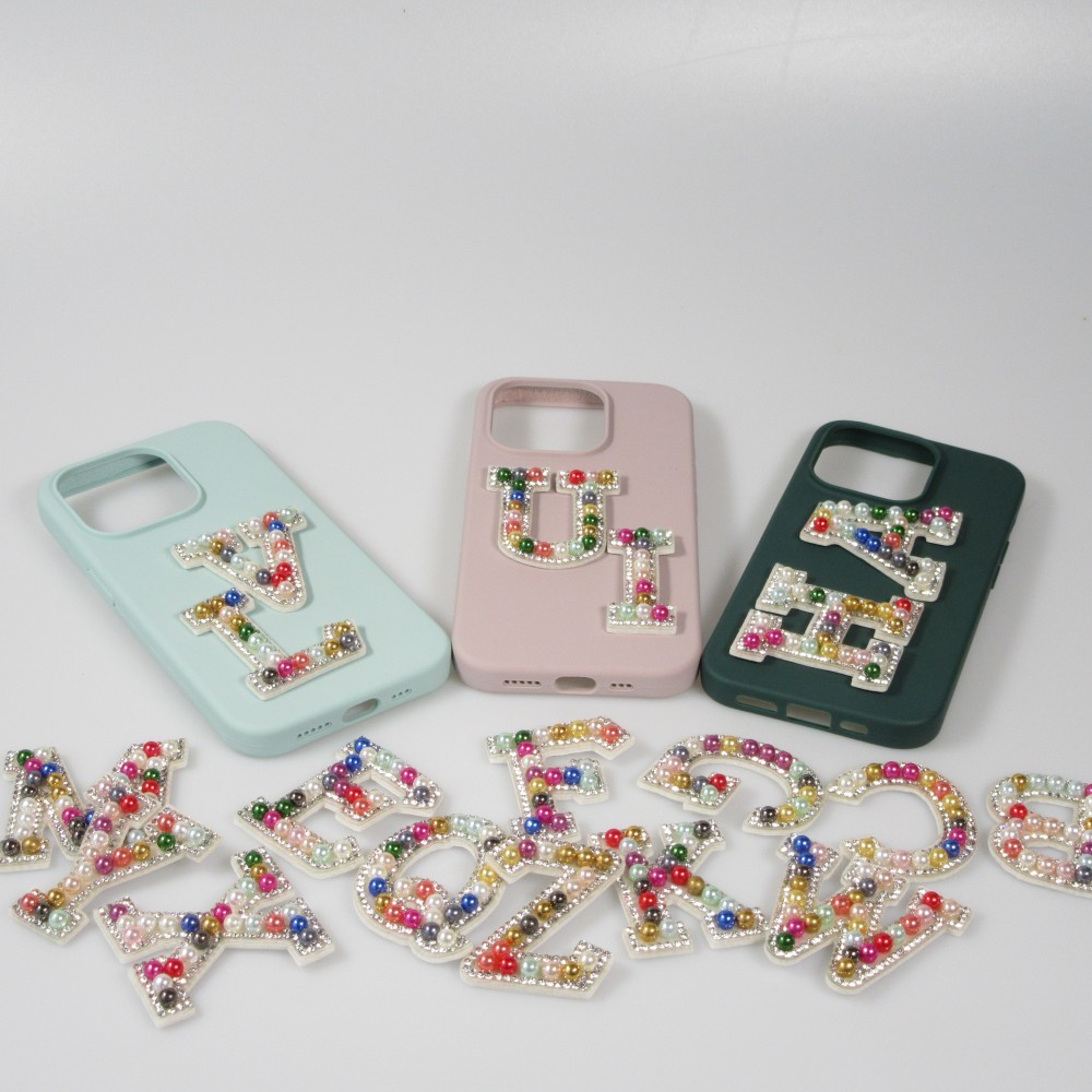 Autocollant sticker pour téléphone/tablette/ordinateur brodé en 3D pearls Rainbow - Lettre R