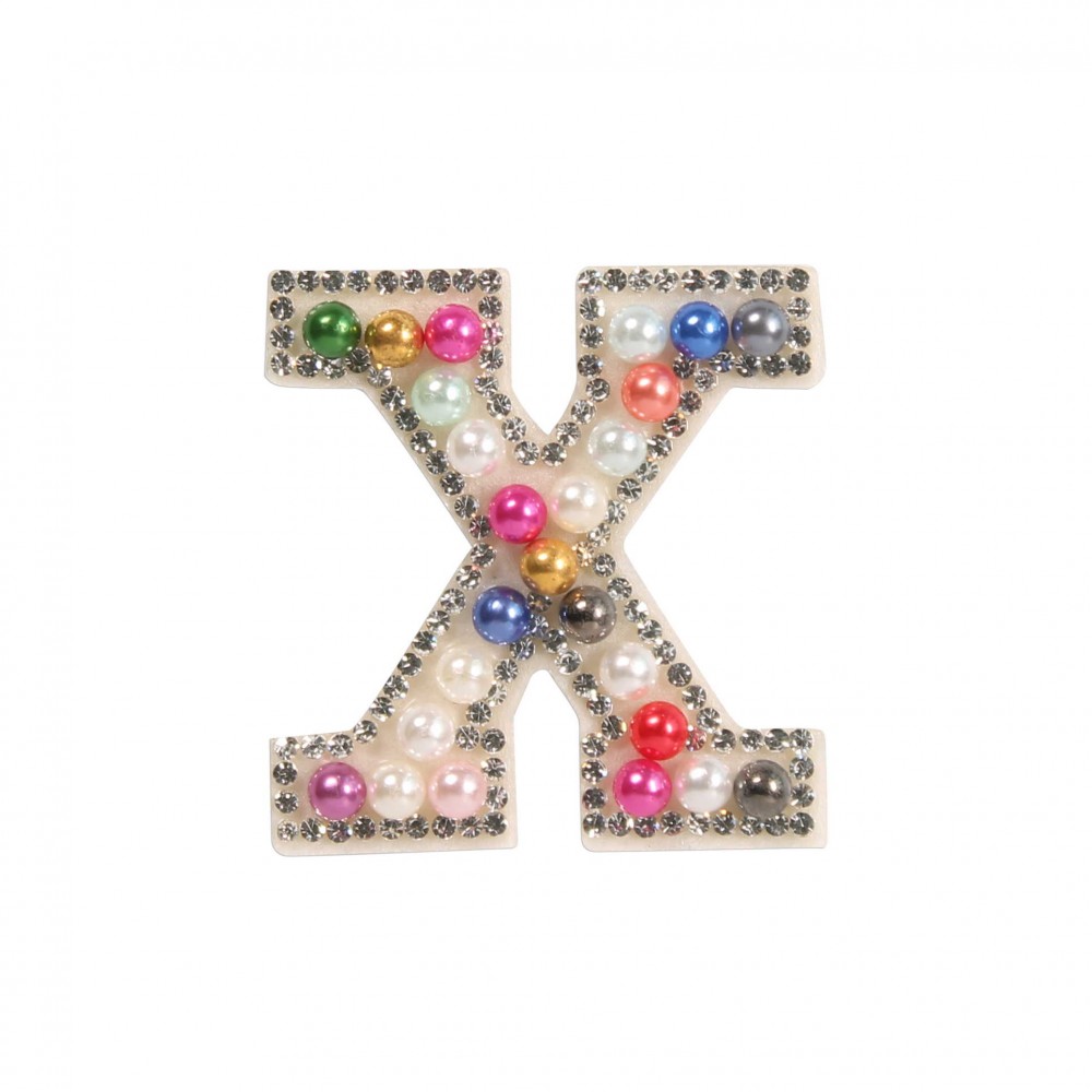 Autocollant sticker pour téléphone/tablette/ordinateur brodé en 3D pearls Rainbow - Lettre X