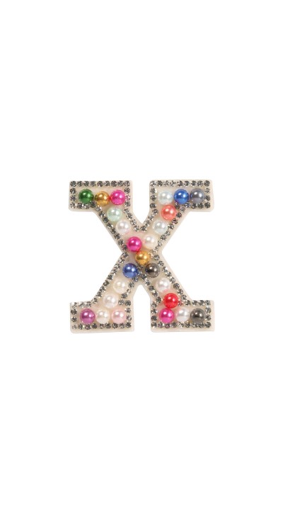 Autocollant sticker pour téléphone/tablette/ordinateur brodé en 3D pearls Rainbow - Lettre X